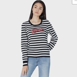 BCBGENERATION striped‎ long sleeve sweater black white Sz XS
